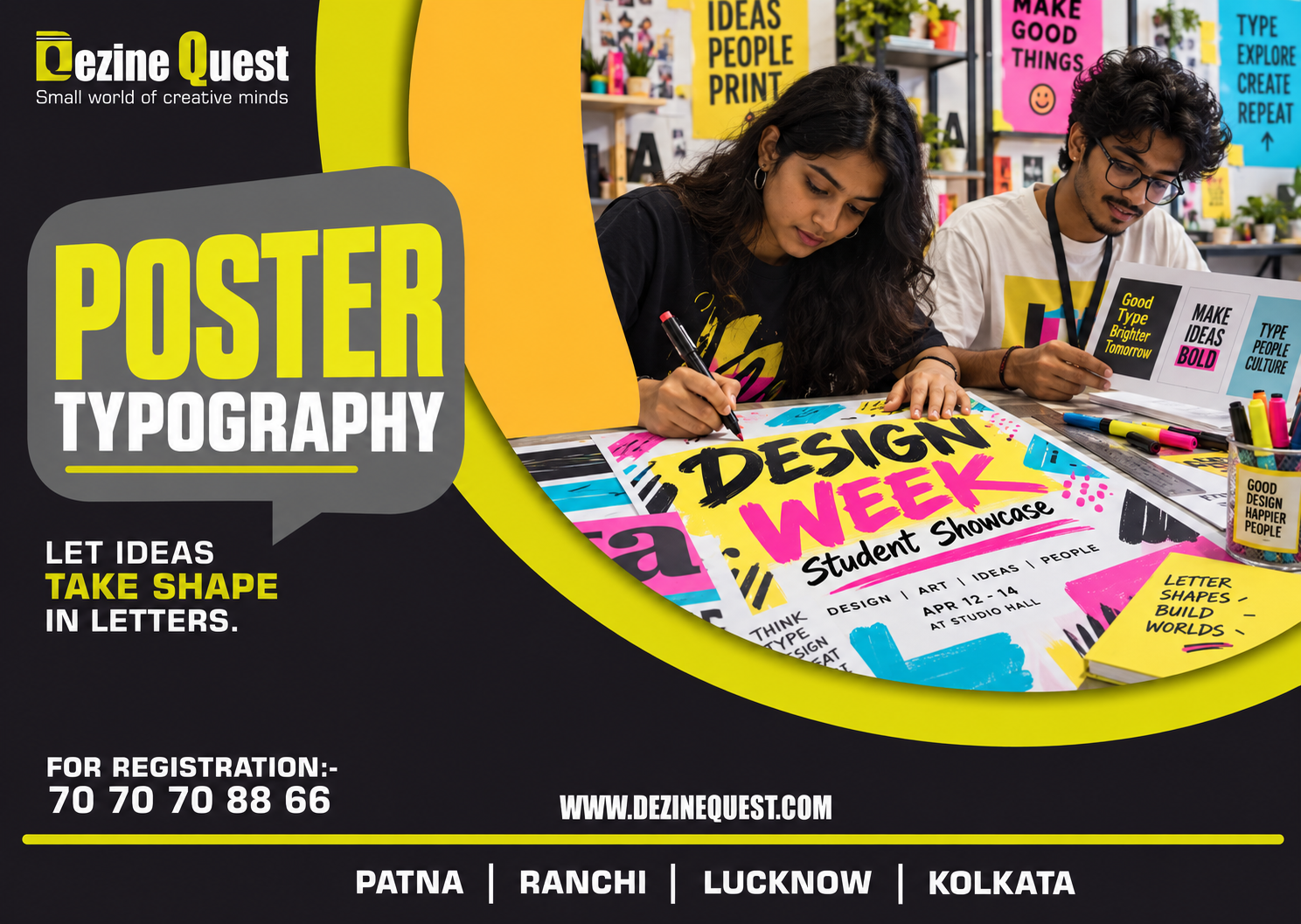 Poster typography and visual hierarchy practice for design entrance coaching